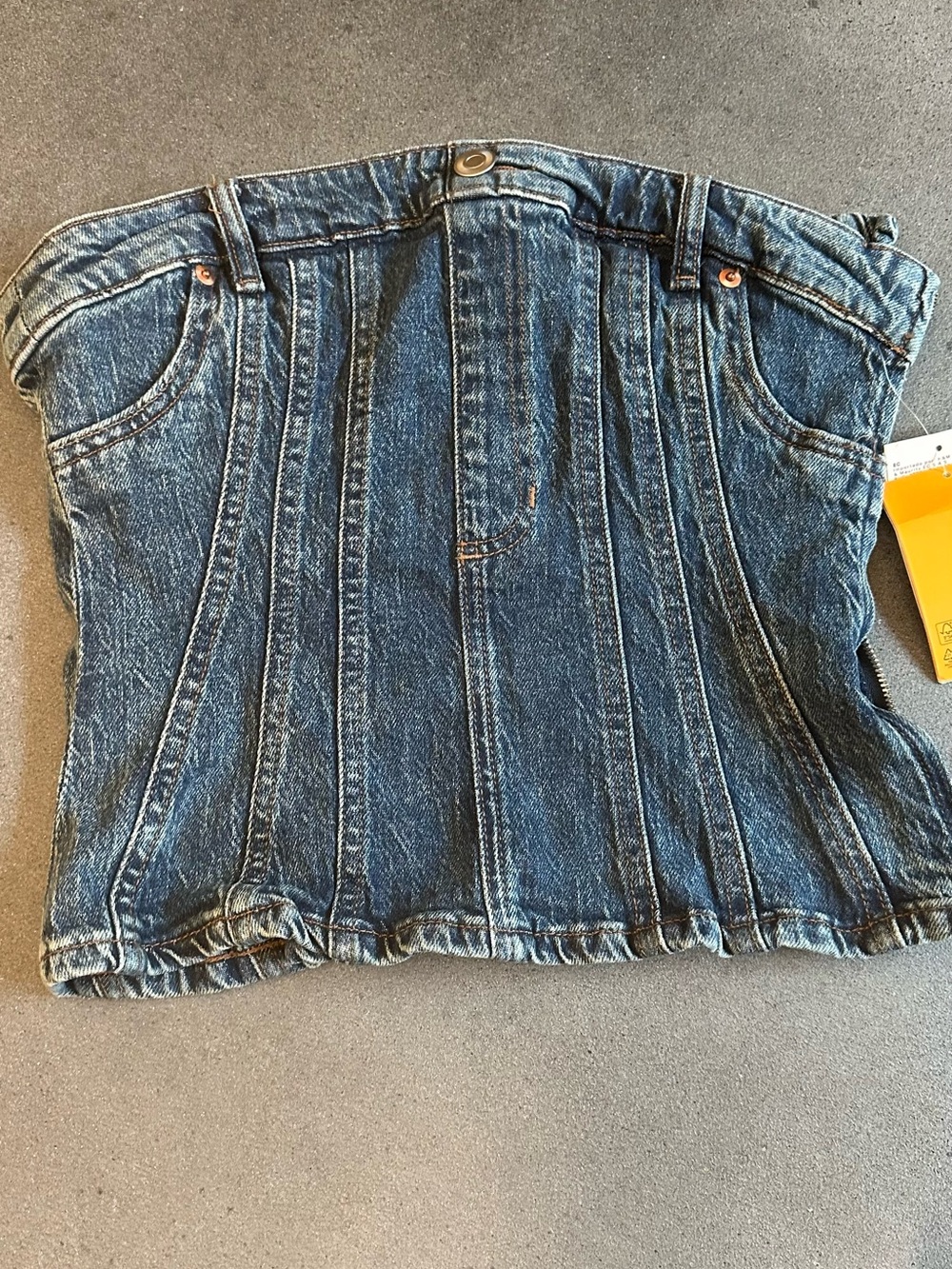H&M Dark Blue Denim Strapless Corset Top